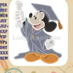 Graduation Mickey Mouse Fill Embroidery Design 03 - Instant Download