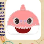 Grandma Shark Head Applique Embroidery Design - Instant Download