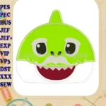 Grandpa Shark Head Applique Embroidery Design - Instant Download