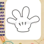 Hand Mickey Mouse Applique Embroidery Design - Instant Download