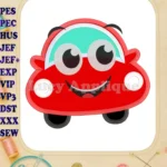Happy Car Applique Embroidery Design - Instant Download