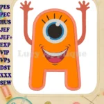 Happy Monster Applique Embroidery Design - Instant Download