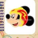 Head Mickey Mouse Roadster Applique Embroidery Design - Instant Download