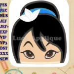 Head Warrior Princess Applique Embroidery Design - Instant Download