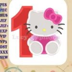 Hello Kitty 1st Birthday Fill Machine Embroidery Design - Instant Download