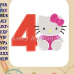 Hello Kitty 4th Birthday Fill Machine Embroidery Design - Instant Download