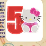 Hello Kitty 5th Birthday Fill Machine Embroidery Design - Instant Download
