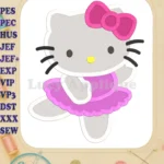 Hello Kitty Dancing With Bow Fill Machine Embroidery Design - Instant Download