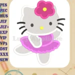 Hello Kitty Dancing With Flower Fill Machine Embroidery Design - Instant Download