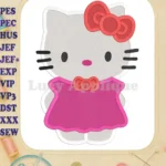 Hello Kitty With Bow Fill Machine Embroidery Design - Instant Download