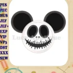 Jack Skellington Mickey Ears Applique Design - Instant Download