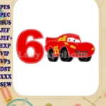 Lightning McQueen Cars Birthday Number 6 Applique 03 Design - Instant Download