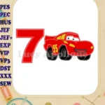 Lightning McQueen Cars Birthday Number 7 Applique 03 Design - Instant Download
