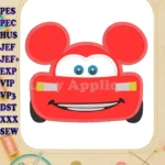 Lightning Mcqueen Ears Mickey Mouse Applique Design - Instant Download