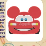 Lightning Mcqueen Ears Mickey Mouse Filled Embroidery Design - Instant Download