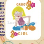 Lizzie McGuire Groovy Girl Filled Embroidery Design - Instant Download