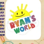 Logo Ryans World With Sun Applique Design - Instant Download