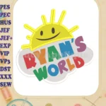 Logo Ryans World With Sun Fill Embroidery Design - Instant Download