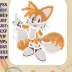 Miles Tails Prower Sonic Fill Embroidery Design 02 - Instant Download