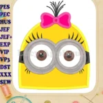 Minion Girl Head Applique Embroidery Design - Instant Download