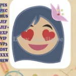 Mulan Emoji Fill Embroidery Design - Instant Download