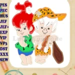 Pebbles and Bamm Bamm Rubble The Flintstones Applique Design - Instant Download