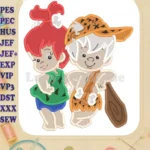 Pebbles and Bamm Bamm Rubble The Flintstones Fill Embroidery Design - Instant Download