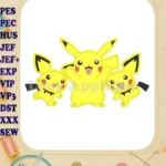 Pichu to Pikachu Applique Design 01 - Instant Download