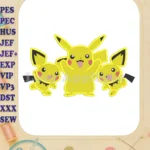Pichu to Pikachu Fill Embroidery Design 01 - Instant Download