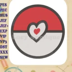 Pokeball with Heart Fill Machine Embroidery Design - Instant Download