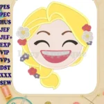 Rapunzel Emoji Applique Embroidery Design - Instant Download