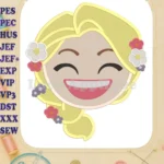 Rapunzel Emoji Fill Embroidery Design - Instant Download