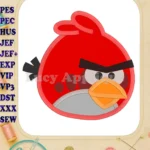 Red Angry Birds Applique Embroidery Design - Instant Download