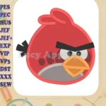 Red Angry Birds Fill Machine Embroidery Design - Instant Download