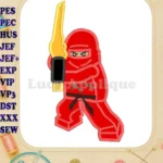 Red Lego Applique Embroidery Design - Instant Download