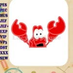 Sebastian Little Mermaid Head Applique Embroidery Design - Instant Download