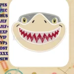 Sharky Baby Shark Head Applique Embroidery Design - Instant Download