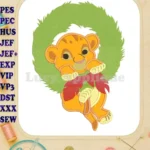 Simba Wreath Applique Design - Instant Download