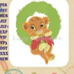 Simba Wreath Fill Embroidery Design - Instant Download