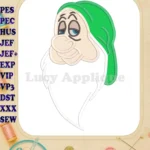 Sleepy Snow White Applique Design - Instant Download