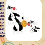 Sylvester and His Baby Playing Basketball Looney Tunes Applique Design - Instant Download