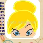 Tinker Bell Head Applique Embroidery Design - Instant Download