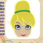 Tinker Bell Head Fill Machine Embroidery Design - Instant Download