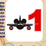 Mickey Airplane Disney Birthday Number 1 Applique Design - Instant Download