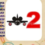 Mickey Airplane Disney Birthday Number 2 Applique Design - Instant Download