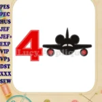 Mickey Airplane Disney Birthday Number 4 Applique Design - Instant Download