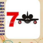 Mickey Airplane Disney Birthday Number 7 Applique Design - Instant Download