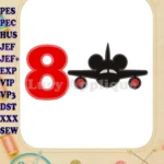 Mickey Airplane Disney Birthday Number 8 Applique Design - Instant Download