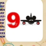 Mickey Airplane Disney Birthday Number 9 Applique Design - Instant Download