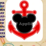 Mickey Mouse Anchor Applique Embroidery Design - Instant Download
